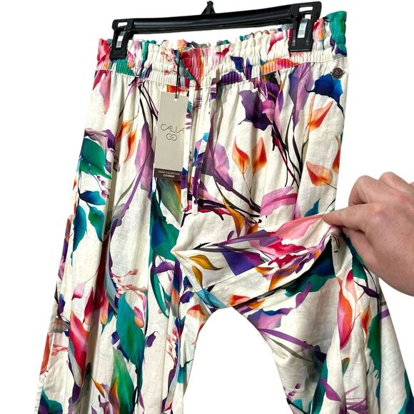 Calia NWT Cover Up Pants Small Unbleached Linen High Rise Wide Leg Beach - Picture 6 of 12